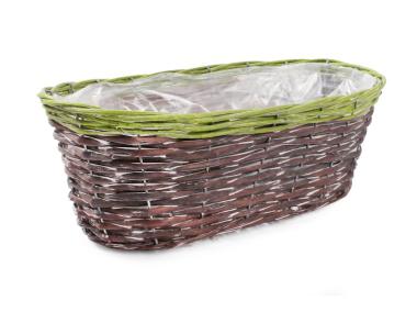 Zdjęcie: Balkonówka doniczka wiklinowa z folią 38x18x14 cm TIN TOURS