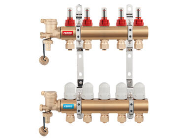 Rozdzielacz 5-drogowy z zaworem termostatycznym i przepływomierzem FERRO