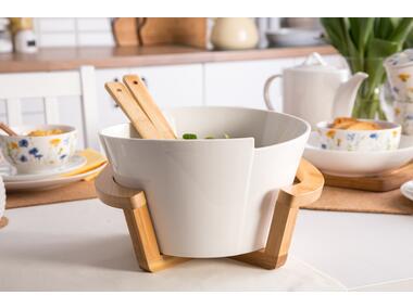 Zdjęcie: Salaterka owalna Regular 29x25x16 cm z podstawą i Łyżkami bambusowymi nbc ALTOMDESIGN