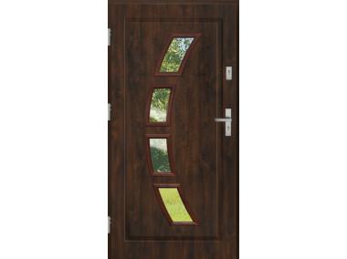 Zdjęcie: Drzwi zewnętrzne stalowo-drewniane Disting Mario 03 Orzech 90 cm lewe zamek listwowy KR CENTER