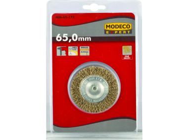 Zdjęcie: Szczotka tarczowa z trzpieniem 75 mm mosiądz do wiertarki MODECO EXPERT