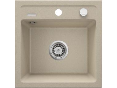 Zdjęcie: Zlewozmywak Zorba piaskowy granit 1K B/O 440x440x184, 3,5", space saver DEANTE