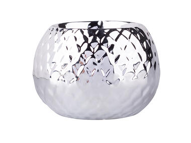 Zdjęcie: Świecznik porcelanowy Relief 8,5x8,5x6 cm srebrny ALTOMDESIGN