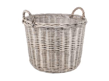 Zdjęcie: Kosz wiklinowy z uchwytami 55x55x40/49 cm szary TIN TOURS