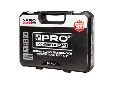 Zdjęcie: Zestaw kluczy nasadowych z grzechotkami 1/2 i 1/4 94 szt. CrV PRO FACHMAYER MAX