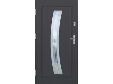 Zdjęcie: Drzwi zewnętrzne stalowo-drewniane Disting Figaro 02 Antracyt 80 cm lewe KR CENTER