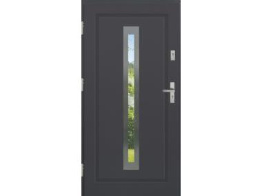 Zdjęcie: Drzwi zewnętrzne stalowo-drewniane Disting Figaro 04 Antracyt 90 cm lewe KR CENTER