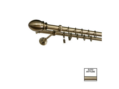 Zdjęcie: Karnisz podwójny Zeus fi 25 mm - 160 cm owal złoto KARWEL