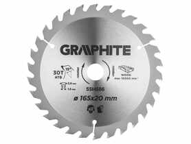 Tarcza do pilarki, zagłębiarki, widiowa, 165 x 1.5 x 2.6 x 20 mm, 30 zębów GRAPHITE