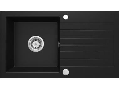 Zdjęcie: Zlewozmywak Zorba nero granit 1K Z/O 760x440x160, 3,5", space saver DEANTE