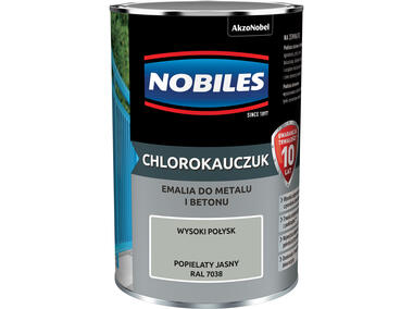 Emalia do metalu i betonu Chlorokauczuk popielaty jasny wysoki połysk 0,9 L NOBILES