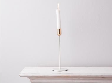 Zdjęcie: Świecznik cieńki biały ze zlotym wykończeniem 8x22 cm ALTOMDESIGN