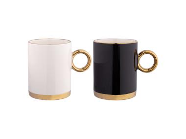 Zdjęcie: Zestaw 2 kubków wysokich 350 ml ze złotym uchem Gold Dream Gift Box ALTOMDESIGN