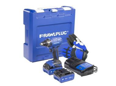 Zdjęcie: Zakrętarka udarowa RawlWrench R-PID18, 2 akumulatory z ładowarką, walizka, Rękawice RAWLPLUG