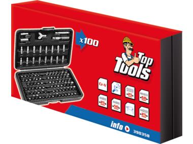 Zdjęcie: Końcówki wkrętakowe z uchwytem, zestaw 100 sztuk TOP TOOLS