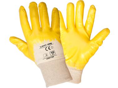 Rękawice nitrylowe żółto-białe, 12 par, 8, CE, LAHTI PRO