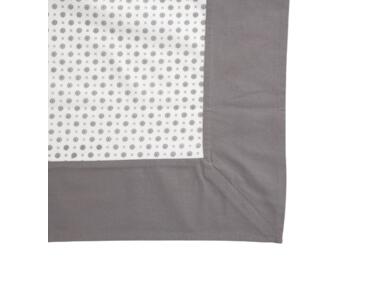 Zdjęcie: Obrus 110x160 cm biały z dekoracją szara rozeta, obszycie szare ALTOMDESIGN