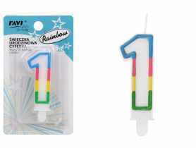 Świeczka urodzinowa Cyferka 1 Rainbow DECOR