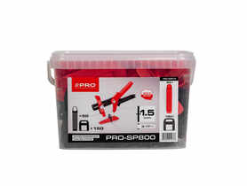 System poziomujący PRO-SP800 1,5 mm mix klipsy i kliny 150/50 szt. wiadro 5 L PRO