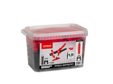 Zdjęcie: System poziomujący PRO-SP800 1,5 mm mix klipsy i kliny 150/50 szt. wiadro 5 L PRO