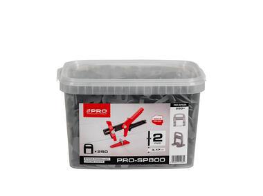 Zdjęcie: System poziomujący PRO-SP800 2 mm, 250 szt. klipsów wiadro 5 L PRO