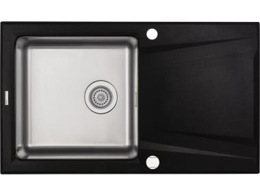 Zlewozmywak Prime grafitowy metalik granito stal 860x500x220, space saver DEANTE