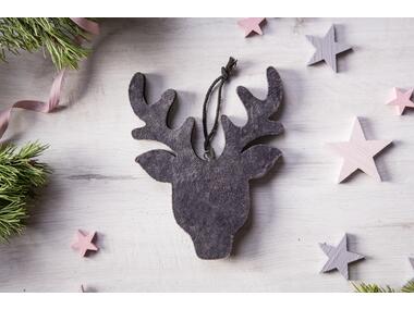 Zdjęcie: Zawieszka Renifer drewniany z welurowym frontem  19x14,5 cm szary ALTOMDESIGN
