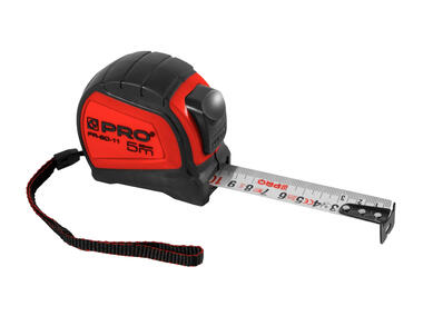 Zdjęcie: Miara zwijana PR-60-11, hamulec odwrotny, nylon, dwustronna, 5 m- 19 mm PRO