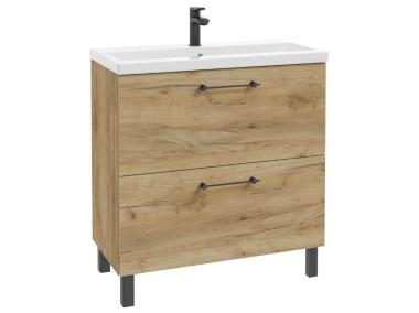Zdjęcie: Zestaw szafka z umywalką Lido 80 cm dąb craft złoty DEFRA