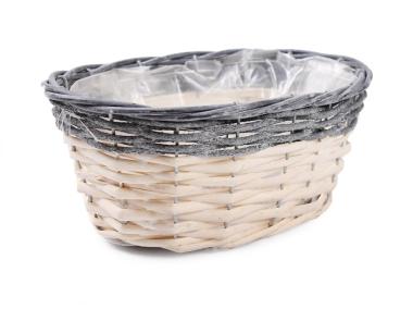 Zdjęcie: Osłonka wiklinowa z folią na kwiaty 27x19x12 cm owalny TIN TOURS