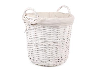 Zdjęcie: Kosz wiklinowy z uchwytami i materiałem 33x33x30/36 cm biały TIN TOURS