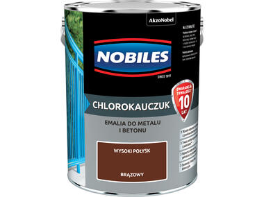 Zdjęcie: Farba emalia chlorokauczukowa 5 L brązowa NOBILES