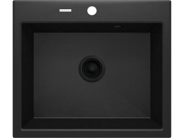 Zdjęcie: Zlewozmywak Andante grafit metalik granit 1K 600x520x210, space saver nero DEANTE