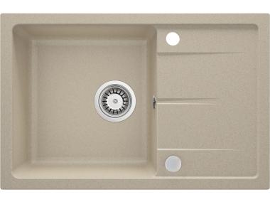 Zdjęcie: Zlewozmywak Leda piaskowy granit 1K Z/O 670x440x164, 3,5", osprzęt space saver DEANTE