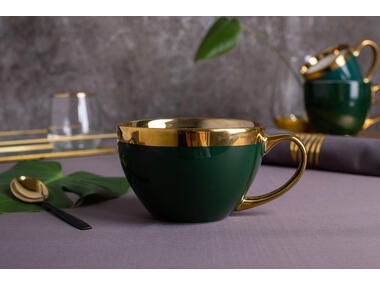 Zdjęcie: Filiżanka Aurora Gold Jumbo 400 ml ciemna zieleń ALTOMDESIGN