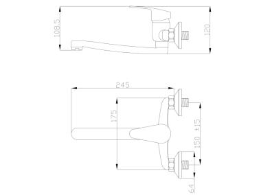 Zdjęcie: Bateria zlewozmywakowa Ava New chrom, 20 cm INVENA