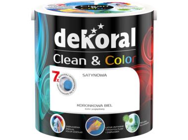 Zdjęcie: Farba satynowa Clean&Color 2,5 L koronkowa biel DEKORAL