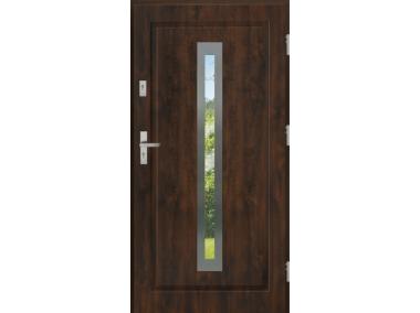 Zdjęcie: Drzwi zewnętrzne stalowo-drewniane Disting Figaro 04 Orzech 90 cm prawe KR CENTER