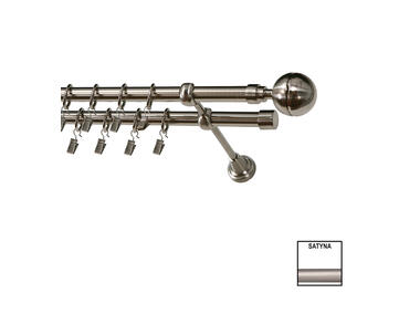 Zdjęcie: Karnisz podwójny Zeus fi 19 mm - 160 cm kula satyna KARWEL