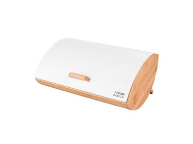 Zdjęcie: Chlebak bambusowy z nierdzewną pokrywą w kolorze białym 35x25x15,5 cm ALTOMDESIGN