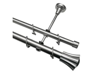 Zdjęcie: Karnisz podwójny 25/19 mm Rodos 240 cm nikiel GARDINIA