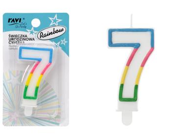 Zdjęcie: Świeczka urodzinowa Cyferka 7 Rainbow DECOR