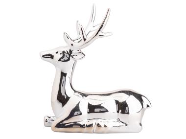 Zdjęcie: Figurka porcelanowa Renifer 15x9,5x19,5 cm srebrna ALTOMDESIGN