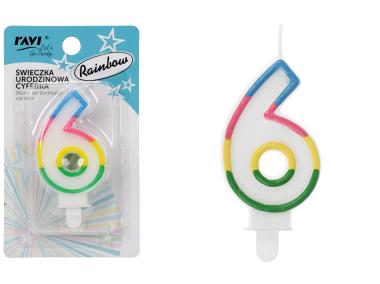 Zdjęcie: Świeczka urodzinowa Cyferka 6 Rainbow DECOR
