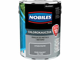 Emalia do metalu i betonu Chlorokauczuk szary stalowy wysoki połysk 5 L NOBILES