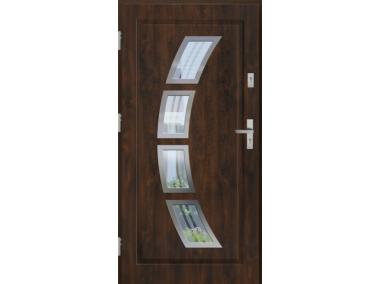 Zdjęcie: Drzwi zewnętrzne stalowo-drewniane Disting Figaro 03 Orzech 80 cm lewe KR CENTER