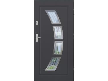 Zdjęcie: Drzwi zewnętrzne stalowo-drewniane Disting Figaro 03 Antracyt 90 cm prawe KR CENTER