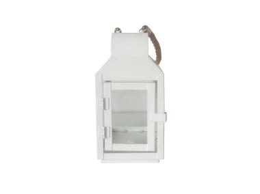 Zdjęcie: Latarenka metalowa z uchwytem z plecionego sznurka 10,5x10,5x21,5 cm biała ALTOMDESIGN