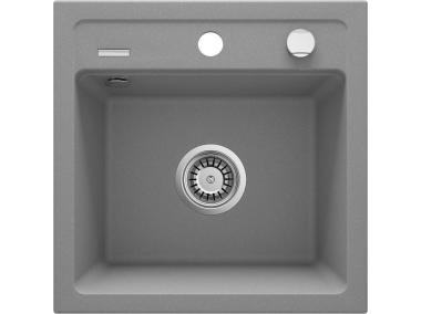 Zlewozmywak Zorba szary metalik granit 1K B/O 440x440x184 3,5", space saver DEANTE