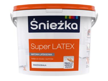 Zdjęcie: Farba do ścian i sufitów Super Latex 3 L biała ŚNIEŻKA